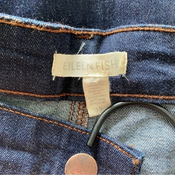 Eileen Fisher Jeans Slim Straight Blue Dark Wash Organic Cotton Blend Size 18 - Picture 8 of 9